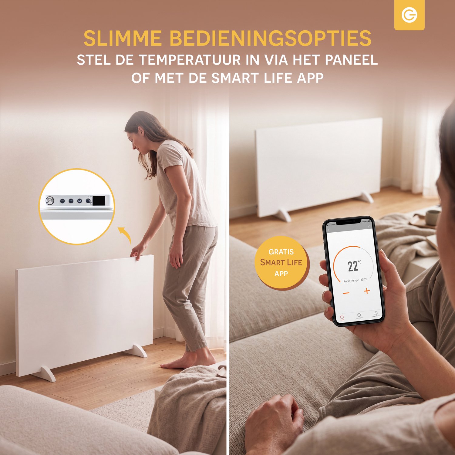 Silvergear Infrarood Verwarmingspaneel Premium - Infrarood Paneel - Verplaatsbaar - WIFI - 450W - Wit – foto 5