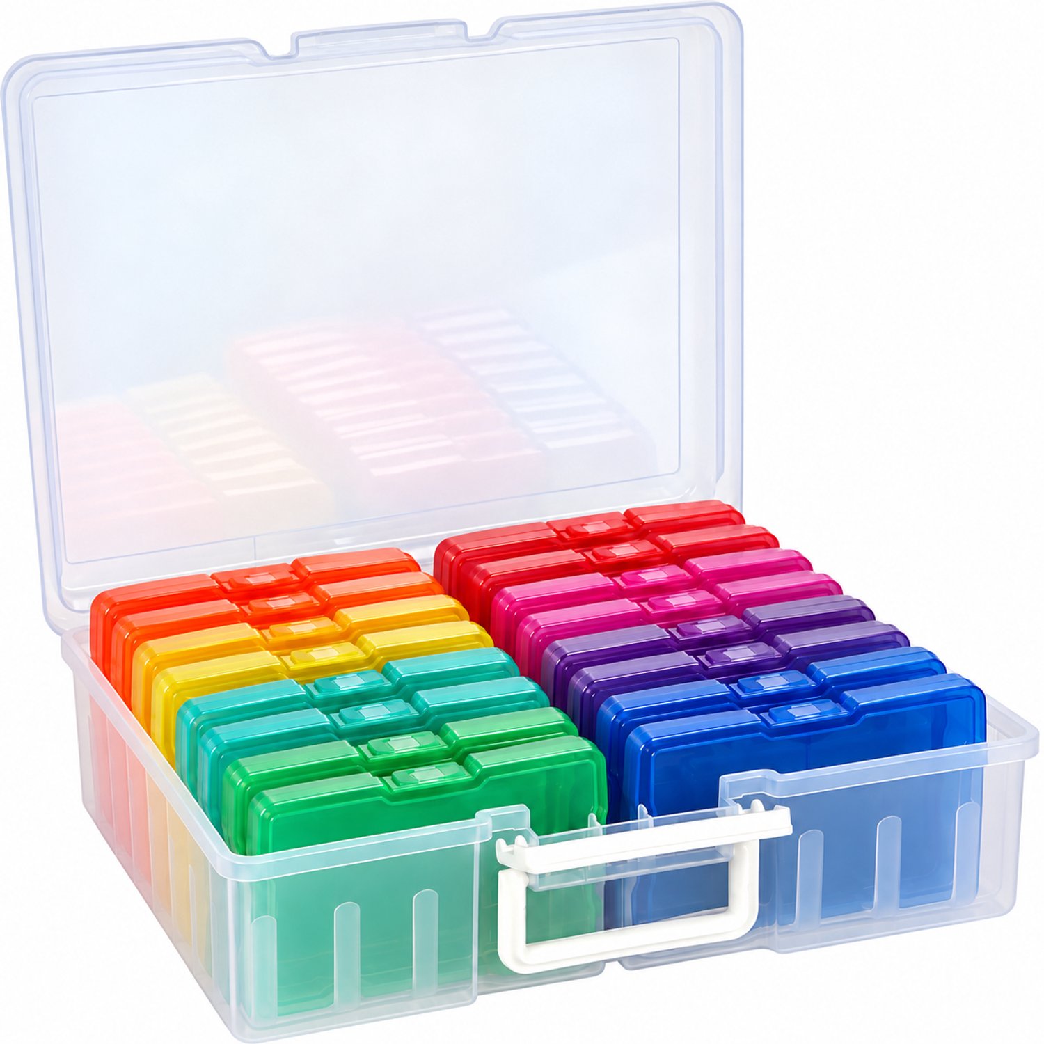 Somstyle Foto & Knutsel Organizer voor 1600 4R Foto's - 38 x 30 CM - Kleurgecodeerde Opbergbox - Opbergdoos met 16 Cassettes - Multicolor