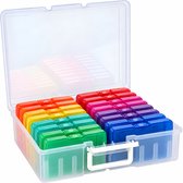 Somstyle Foto & Knutsel Organizer - Voor 1600 Foto's 10 x 15 CM - Kleurgecodeerde Opbergbox - Opbergdoos met 16 Cassettes - Multicolor