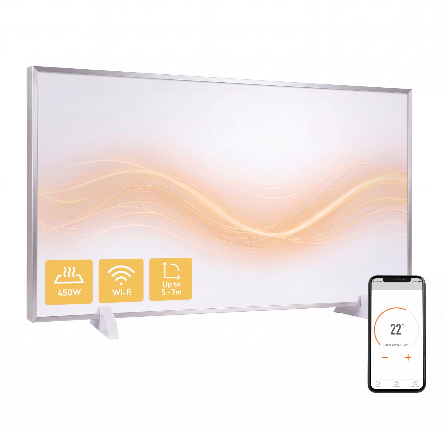 Bol.com Silvergear Infrarood Verwarmingspaneel met Thermostaat - Elektrische Verwarming met App - 450W - Wit aanbieding