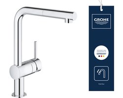 GROHE Minta Keukenkraan - L-uitloop - 360° draaibereik - Met uittrekbare handdouche - Chroom