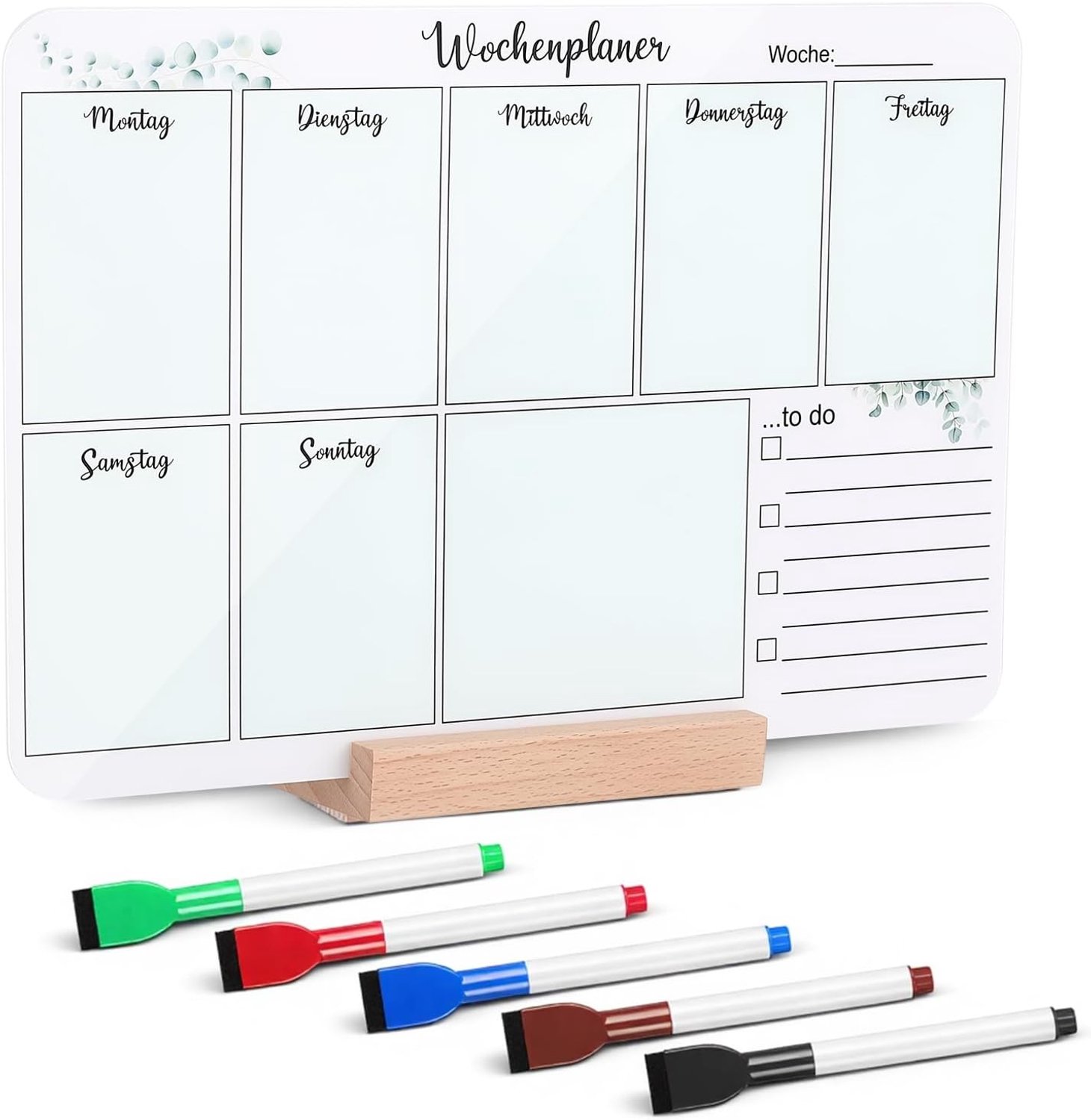 Erasable Maand- en Weekplanner Bord voor To-Do Lijsten, Studeren, Maaltijden en Fitness Taken in Groen
