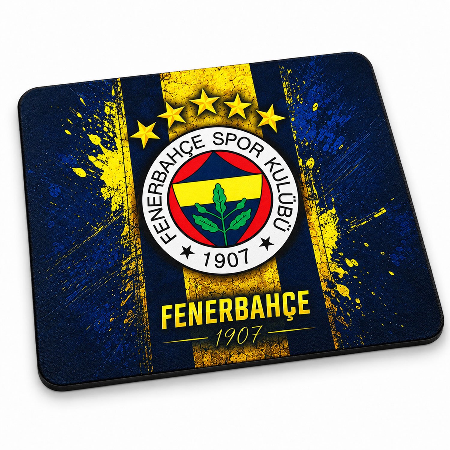 Fenerbahçe Muismat - Voetbal Fan Bureau Onderlegger 23x19 cm - Geel Blauw 1907 - Antislip Wasbaar met Zwarte Rand - Klein Mousepad voor PC Laptop - Cadeau voor Voetbalfans Jongens Kinderen Supporters