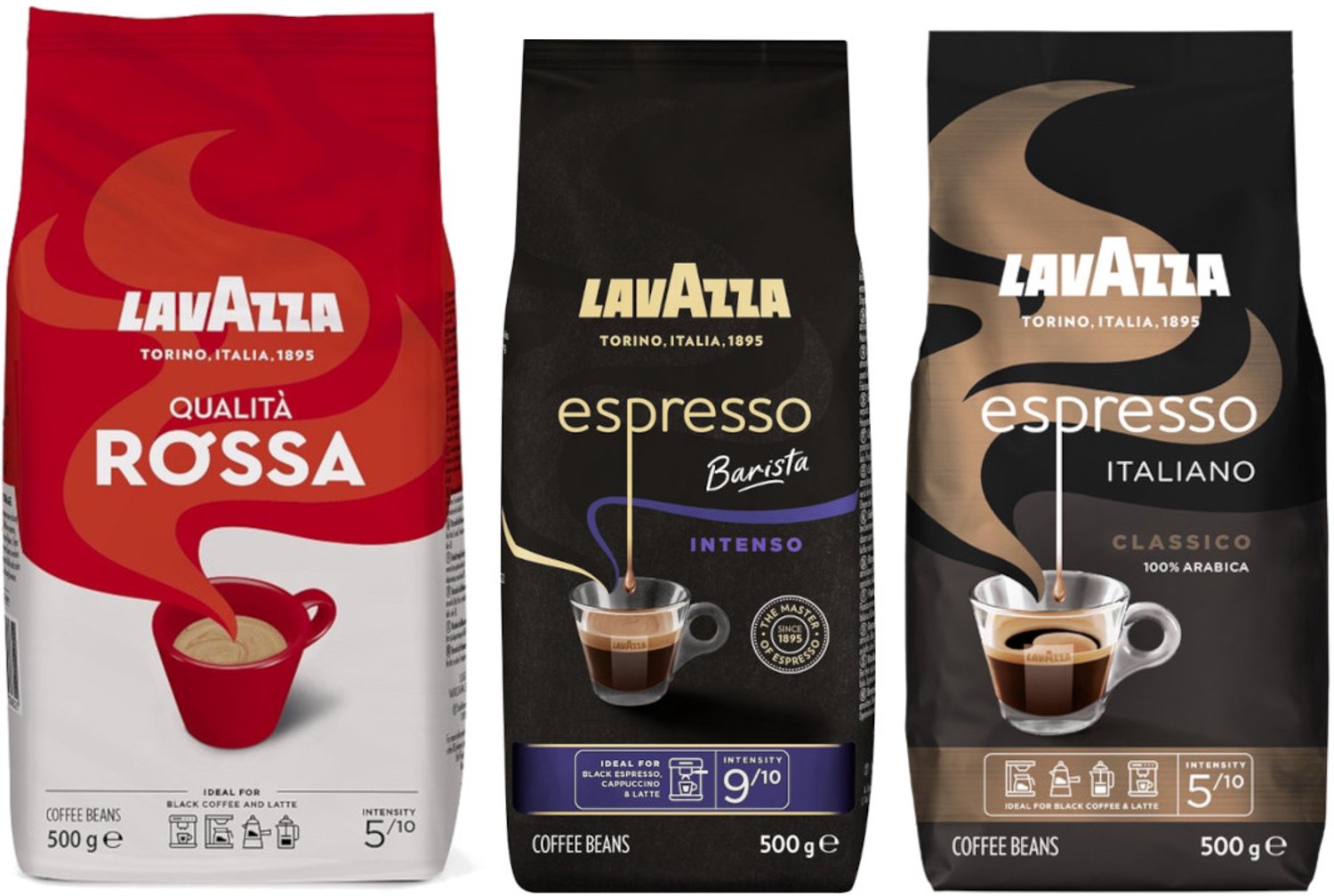 Lavazza Qualita Rossa Espresso Barista Intenso Italiano Classico - Proefpakket - 1500g (3x500g)