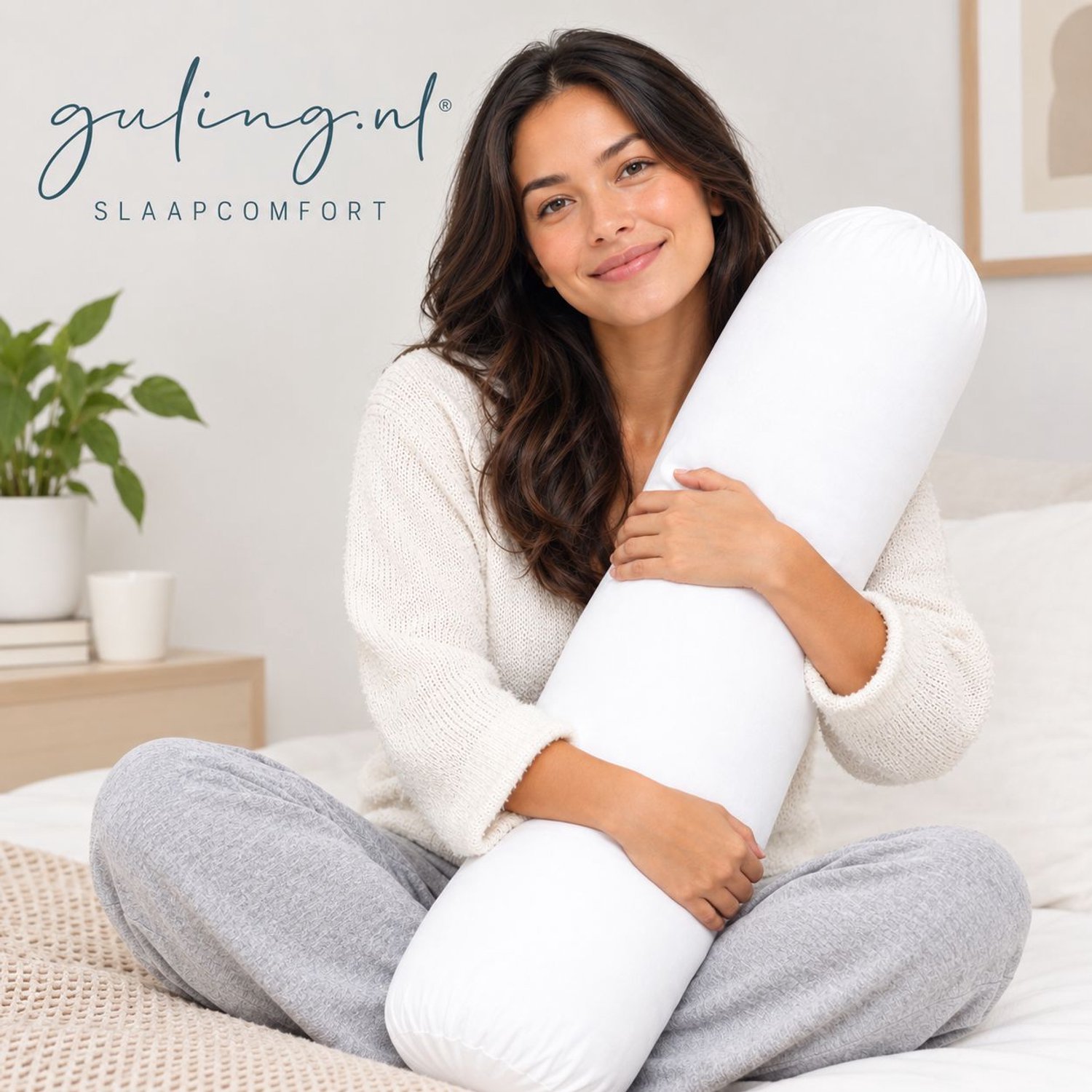 Guling.nl AirCool Koudschuim Lichaamskussen Large – 95×Ø23-25cm – 1.250 gram – Medium Handgemaakte Guling & Bolster voor Zij- en Rugliggers – Multifunctioneel Zorg-, Zwangerschaps- & Yogakussen