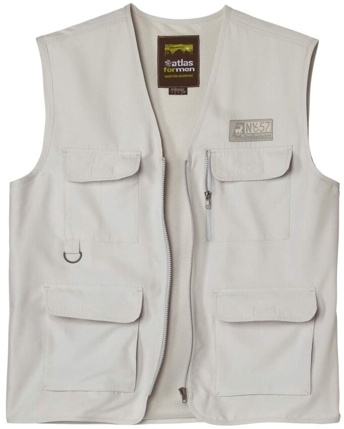 ATLAS FOR MEN Reportervest met rits Heren Verkrijgbaar in grote maten Beige