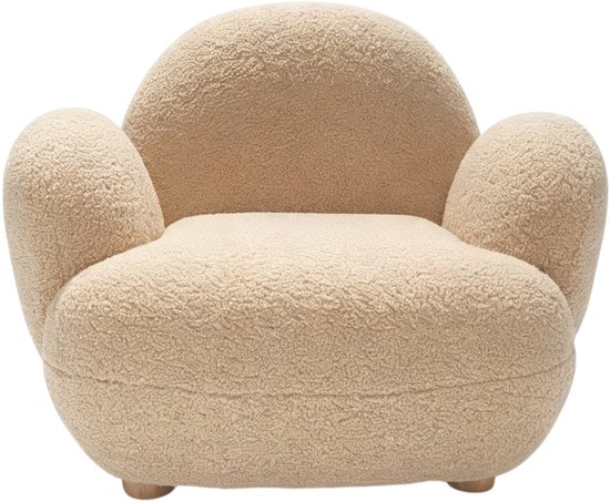 Sunny Bini Kinderfauteuil Teddy Beige – 55 x 66 x 54 cm – Kinderstoel vanaf 3 jaar – Gestoffeerde Fauteuil voor Kinderkamer en Speelkamer – Houten Frame – Max. 100 kg – Peuterstoeltje voor Binnen — afbeelding 5