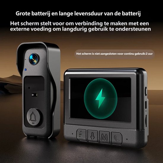 NAXSIR Slimme videodeurbel met 4,3‑inch binnenscherm, nachtzicht, 130° groothoek en tweerichtingsaudiocommunicatie — afbeelding 3