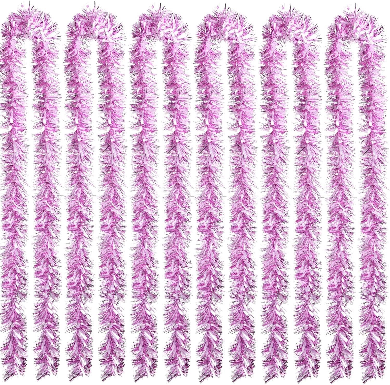 6 Stuks Kerst Tinsel 12 Meter Metallic Slingers Glitterende Decoratie voor Kerstboom, Krans en Bruiloft Feestbenodigdheden