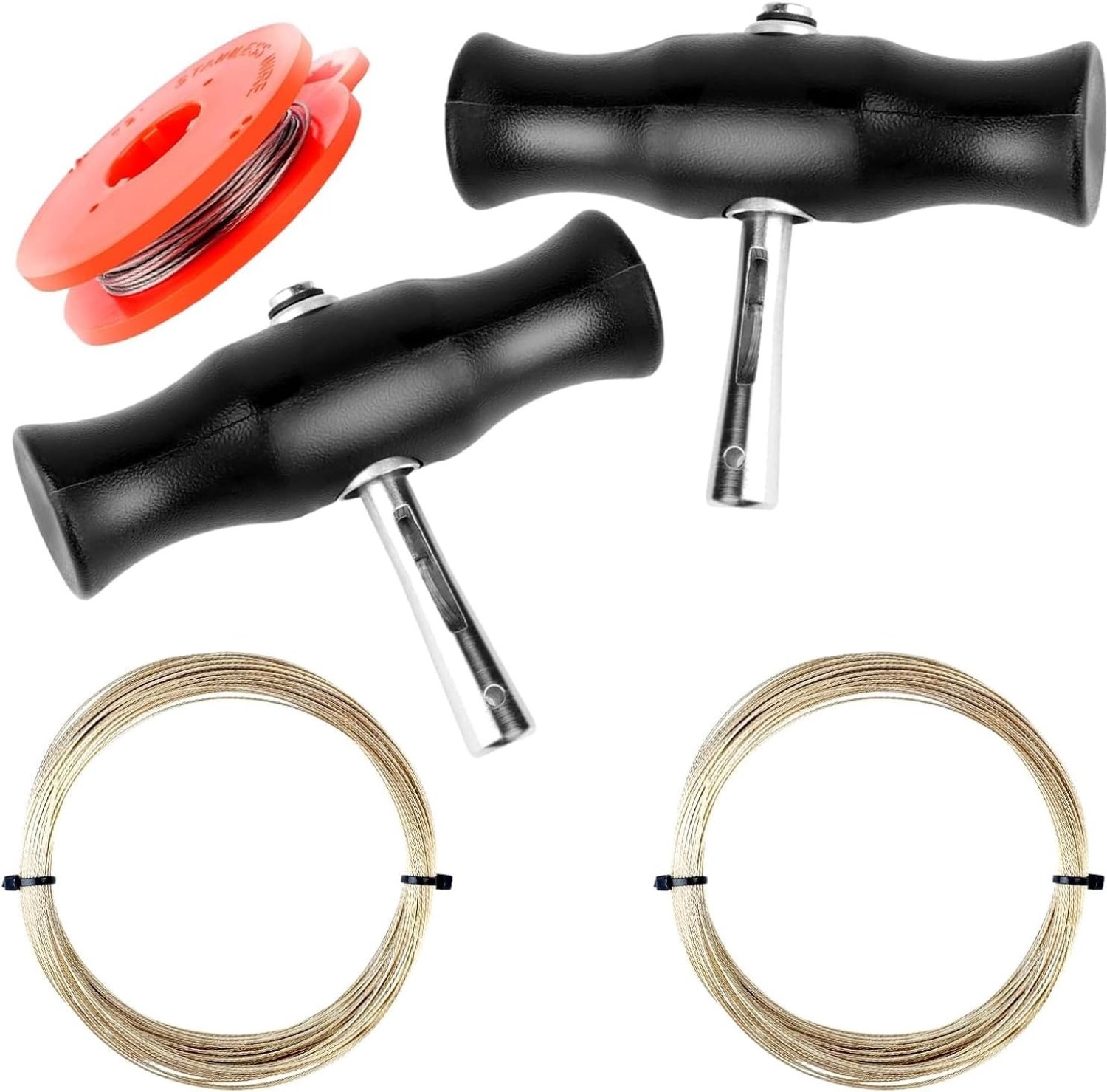Windscreen Removal Kit met 2 Handgrepen en 2 Rollen 7-Strand Snijdraad - Professionele Gereedschappen voor Autoruit Vervangen en Installatie, Auto Reparatie Tools