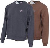 2-Pack Donnay - Fleece sweater ronde hals (Dean) - Sporttrui - Heren - Navy/Brown (810) - maat XL