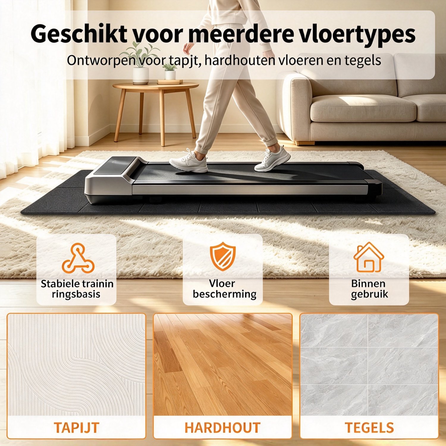 Beschermmat Loopband - Opvouwbare PVC Vloerbeschermingsmat - 140x60cm Zwart, 0,4cm dik voor Wandelpad, Hometrainer en Crosstrainer thumbnail 2