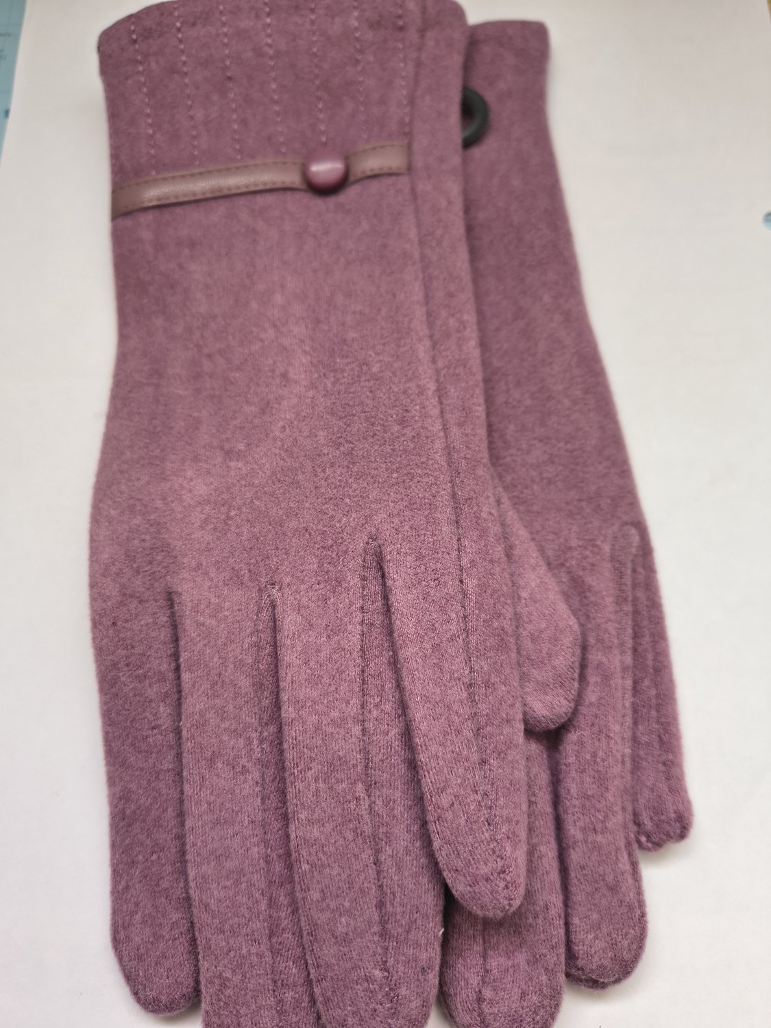 Stevige faux suede dames handschoenen Irene-touchscreenfunctie-effen donker lila paars