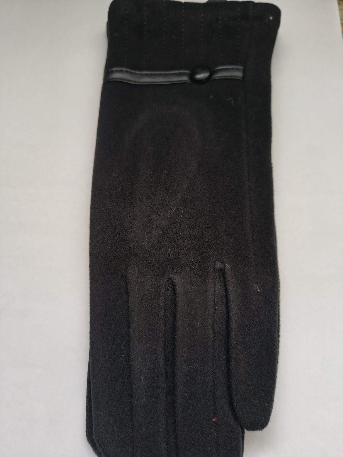 Stevige faux suede dames handschoenen Irene-touchscreenfunctie-effen zwart