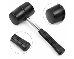 Rubberen Hamer 26 cm - Montagehamer met Massieve Rubberen Kop - Stevige Stalen Steel - Voor Meubelmontage, Klussen en DIY - Beschermend Gereedschap voor Diverse Werkzaamheden - Zwart