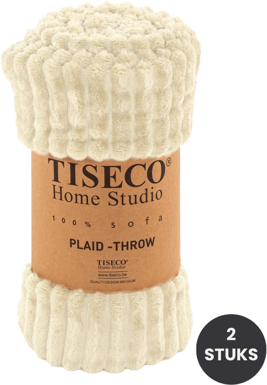 Tiseco - Deken RIBBLE - SET/2 - microflanel plaid - 130x160 cm - Ivoor