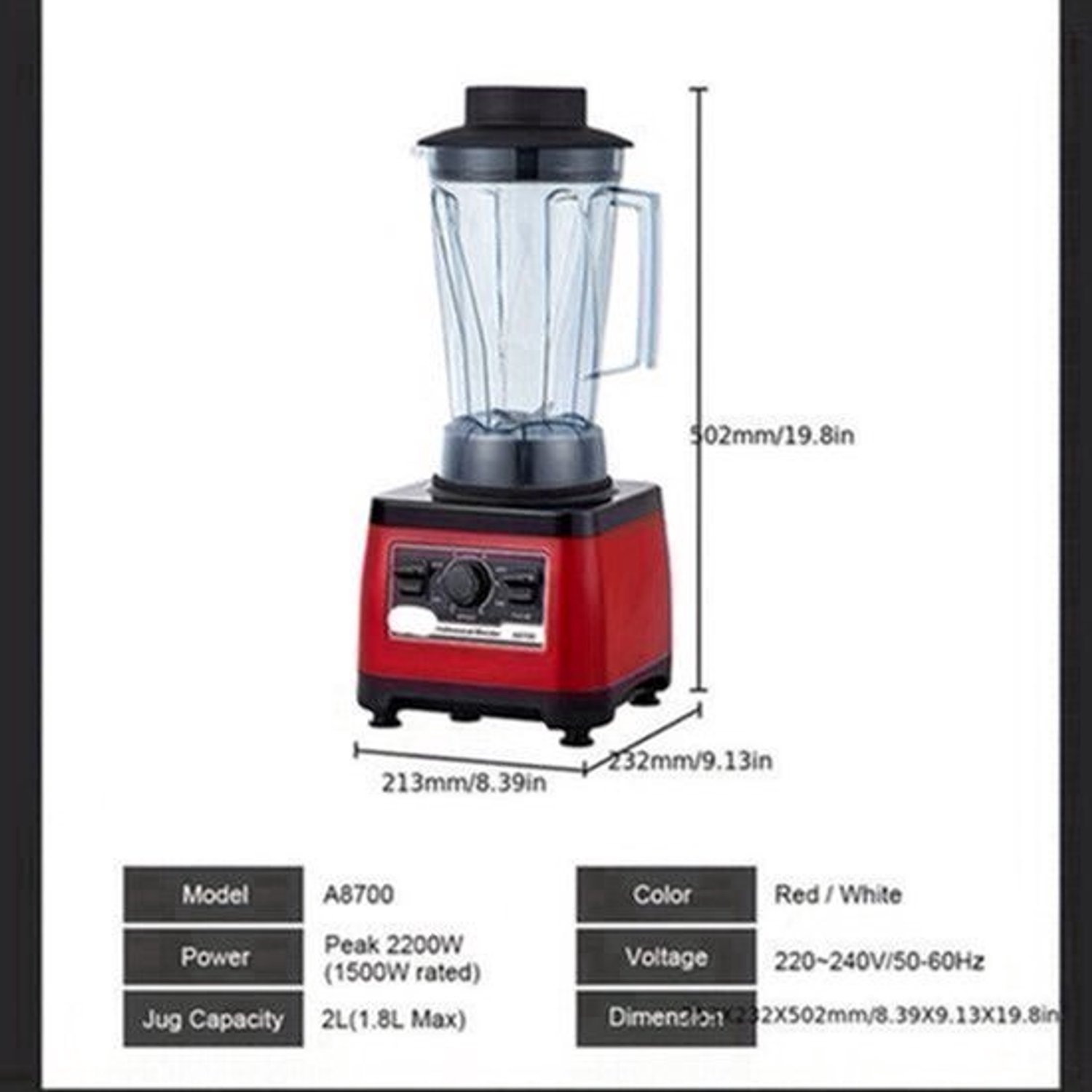 Blender – Smoothiemaker – Sapjesmaker – Keukenmixer – Mixer – 2200W Motor – Duurzaam Design