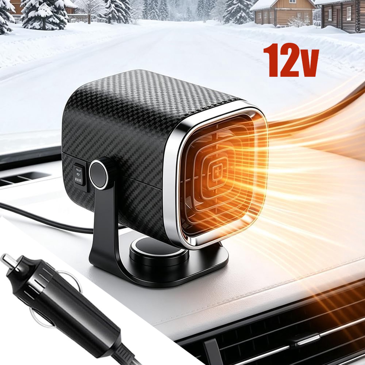 Auto-Ontdooier En -Verwarming - Autoverwarmingsventilator - 12V 100W Ontwasemingsventilator - 2-In-1 Autoverwarming En Koelventilator