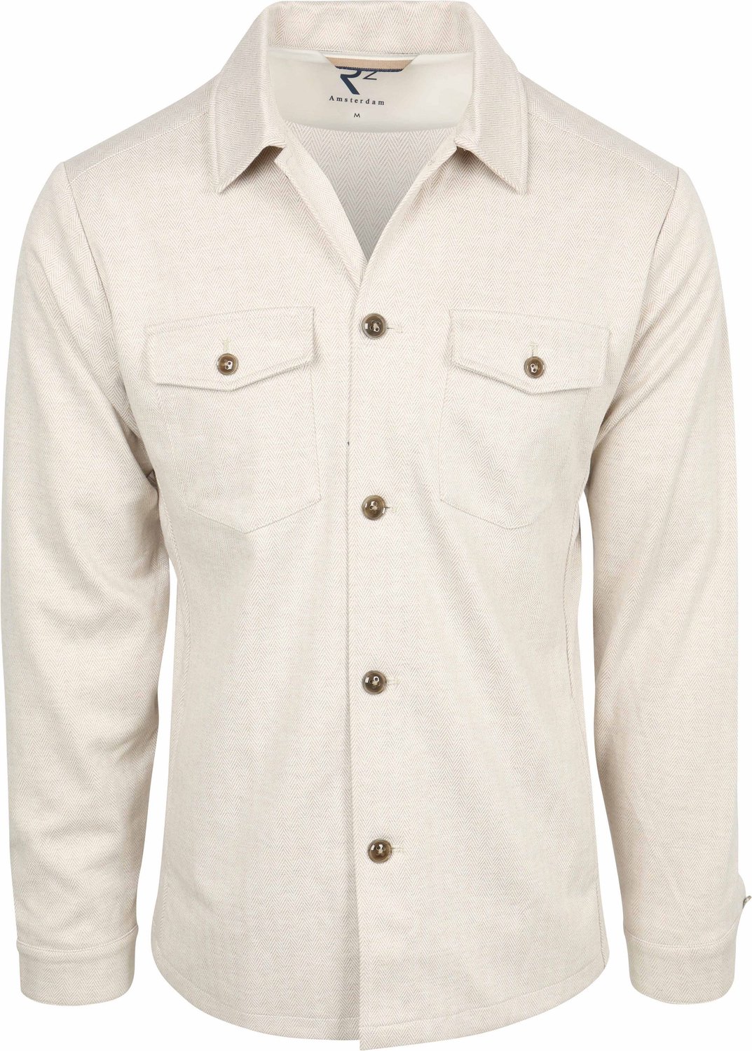 R2 Overshirt Button Herringbone Ecru - Maat S - Heren