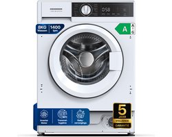 Heinner HWM-BI814IVA+++ Inbouw Wasmachine 8 kg – Stoomfunctie – Digitaal Display – 1400 tpm – Energieklasse A – Inverter – Trommelreinigingsprogramma – Wit – 5 Jaar Garantie