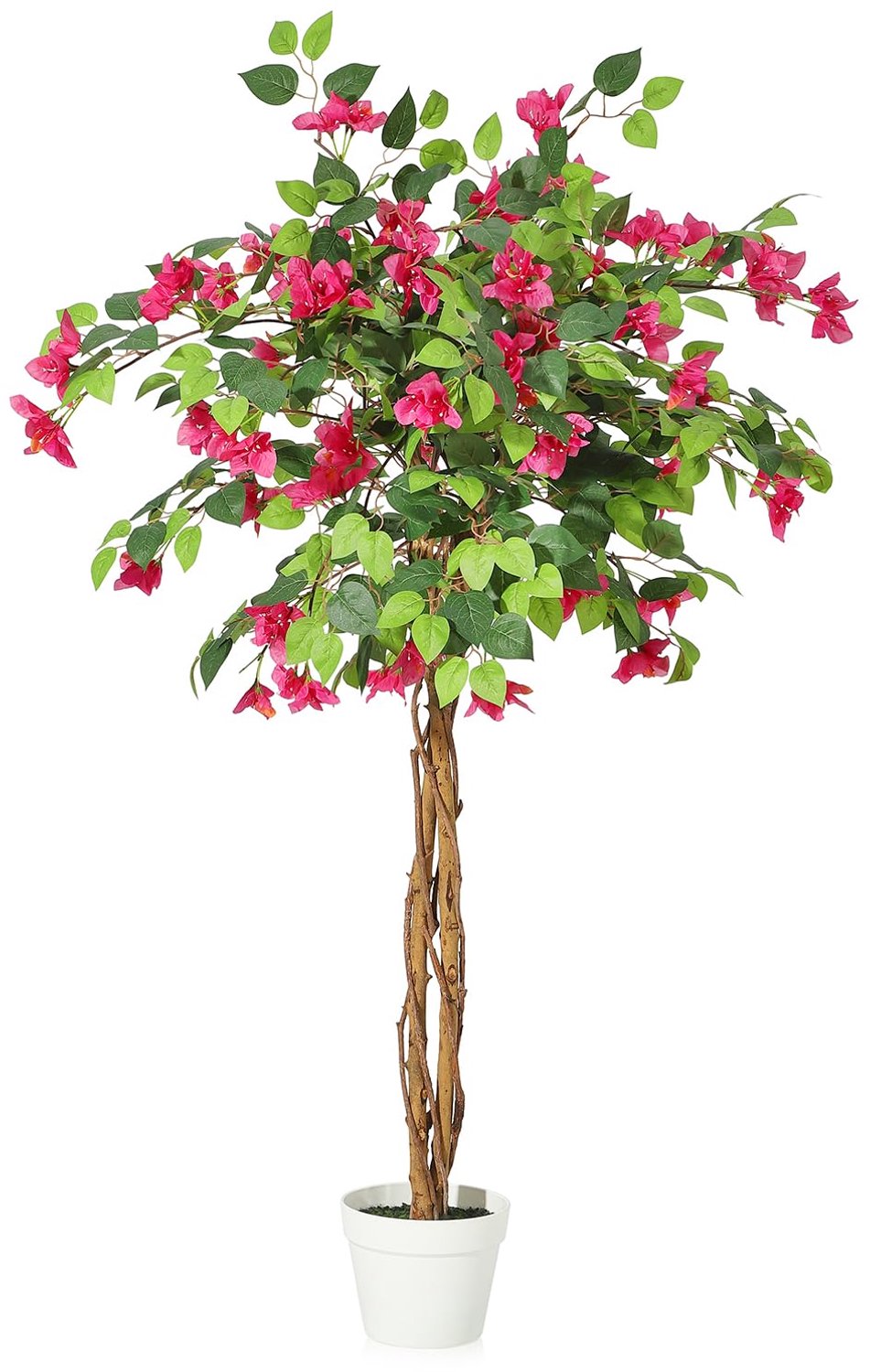 Triumpunpre Levensechte Roze Bougainvillea‑Boom – Kunstplant van Zijde met Verzwaarde Cementen Pot, Weer‑ en Kleurvast voor Binnen en Overdekt Buiten, Geschikt voor Woonkamer, Entree, Kantoor en Balkon