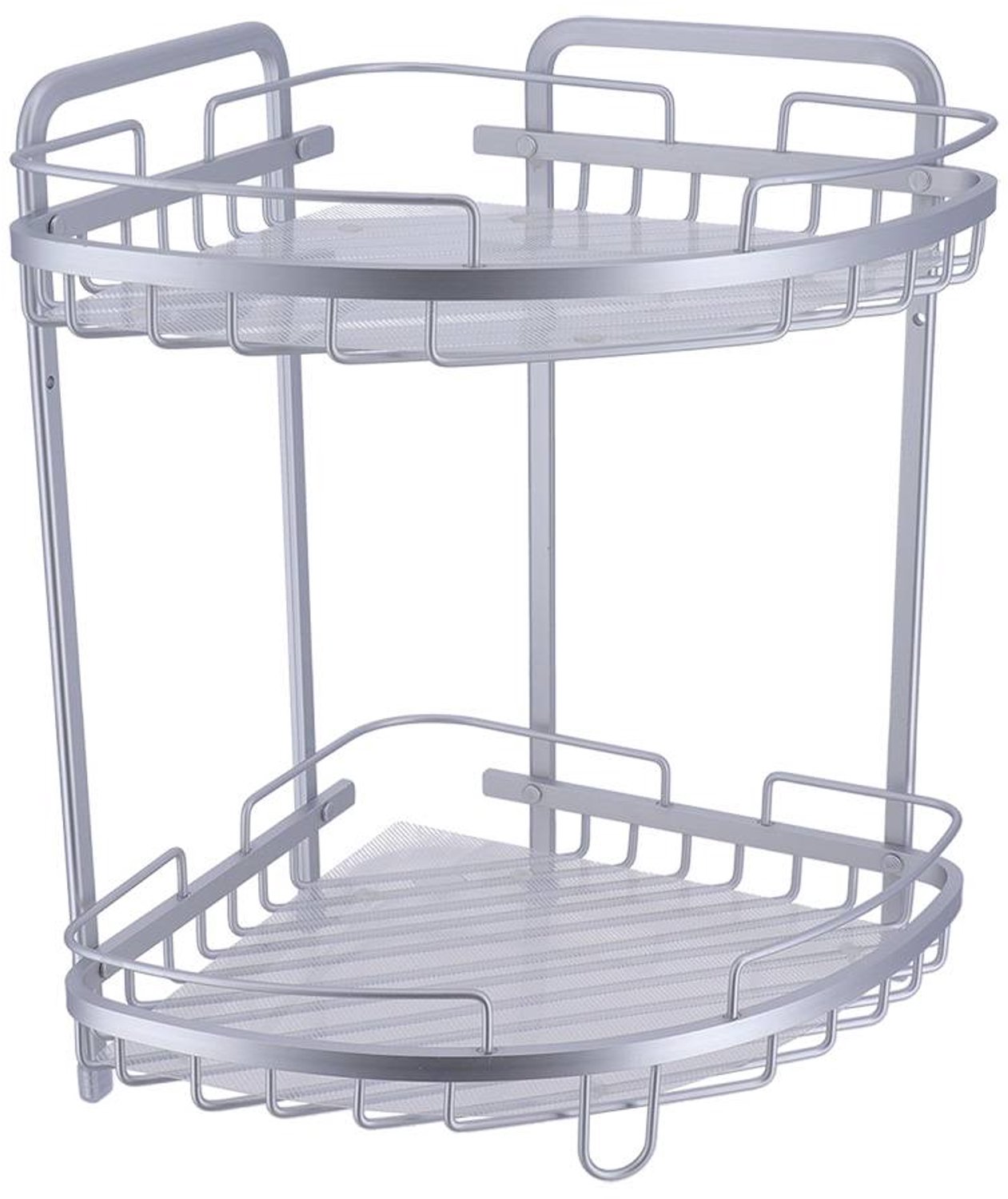 Étagère d'angle en fil d'aluminium 2 niveaux à poser chromé