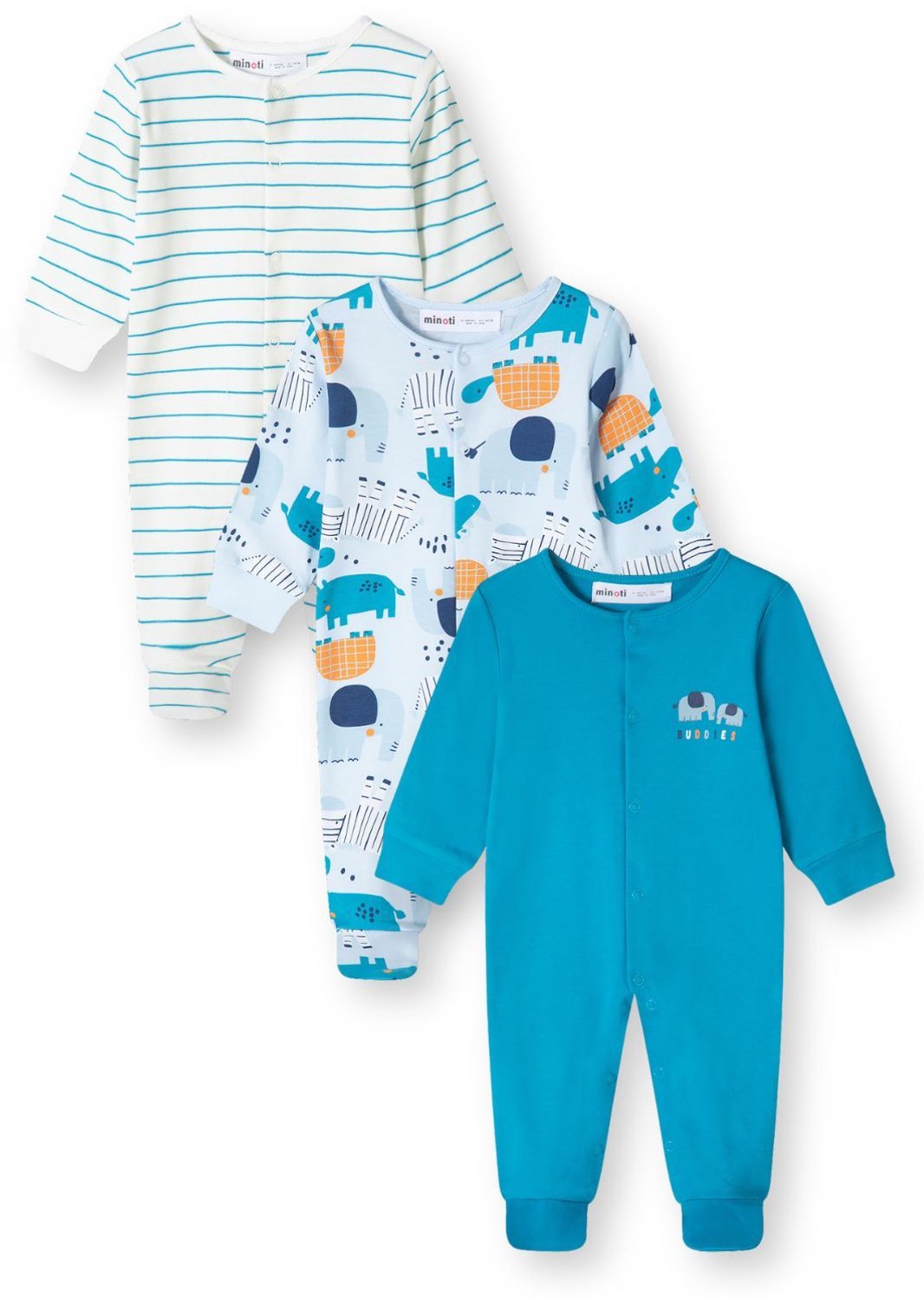 Minoti boxpakje baby – zonder voetjes – dieren – 3-pack – meerkleurig