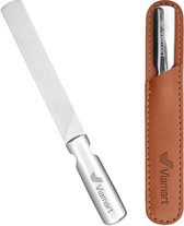 Viamart® Premium Line - Nagelvijl RVS - Dubbelzijdig Grof en Fijn - Met Kunstleren Etui - Voor Vingernagels en Teennagels - 12,2 cm - Zilver