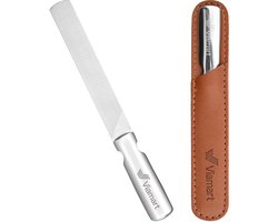 Viamart® Premium Line - Nagelvijl RVS - Dubbelzijdig Grof en Fijn - Met Kunstleren Etui - Voor Vingernagels en Teennagels - 12,2 cm - Zilver