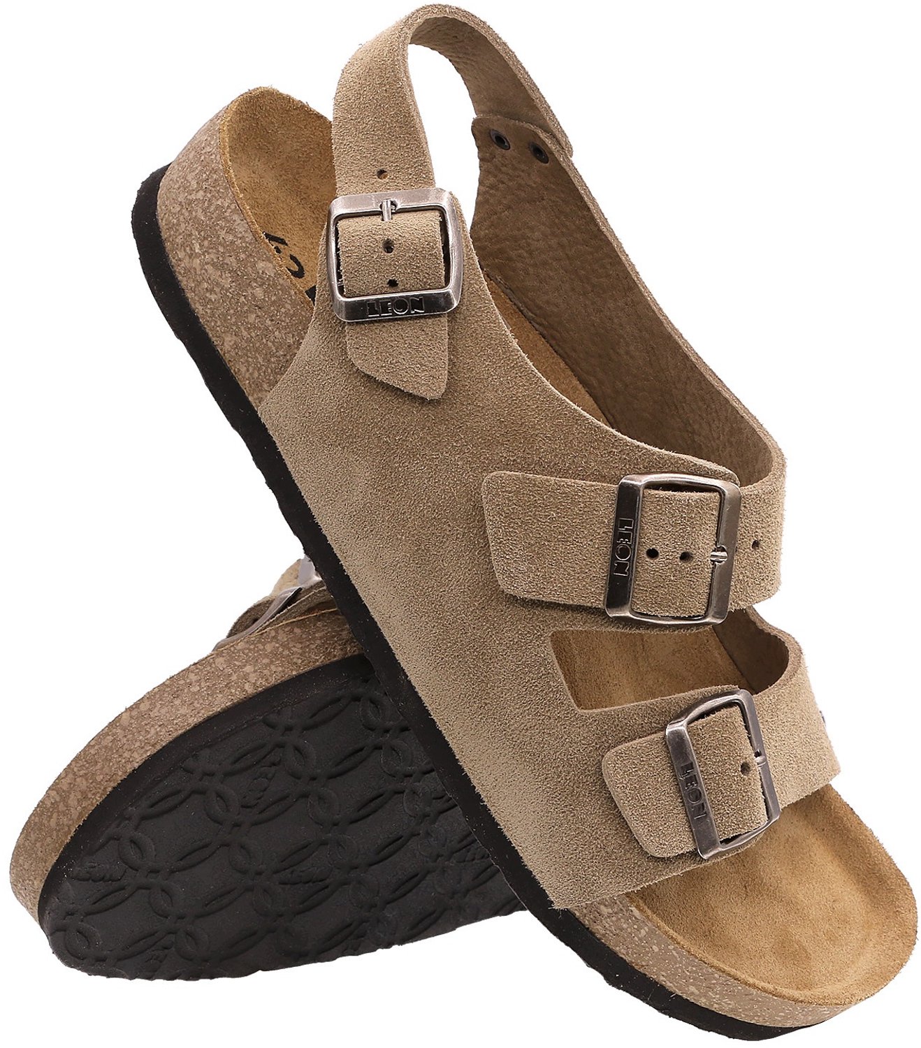 Leon Heren Sandalen Leer Profylactisch & Comfortabel Grijs