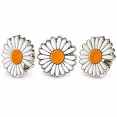 Wit en geel madeliefje broche set dames – 3 stuks metalen broches met bloemvorm en emaille afwerking – kleine decoratieve spelden voor sjaal, jas of kledingaccessoire