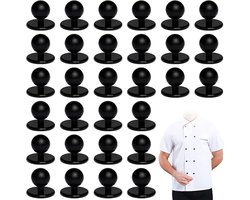 30x Kogelknopen Zwart voor Kokjassen - 11mm Diameter