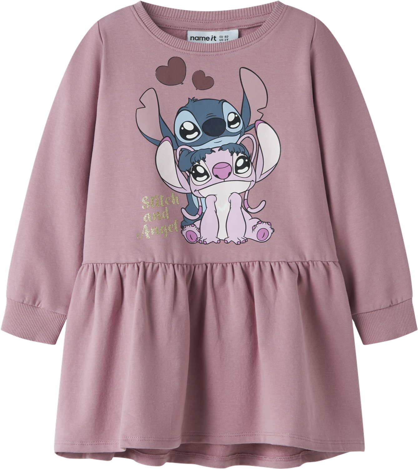 NAME IT NMFANSA STITCH SWE DRESS BRU WDI Meisjes Jurk - Maat 122