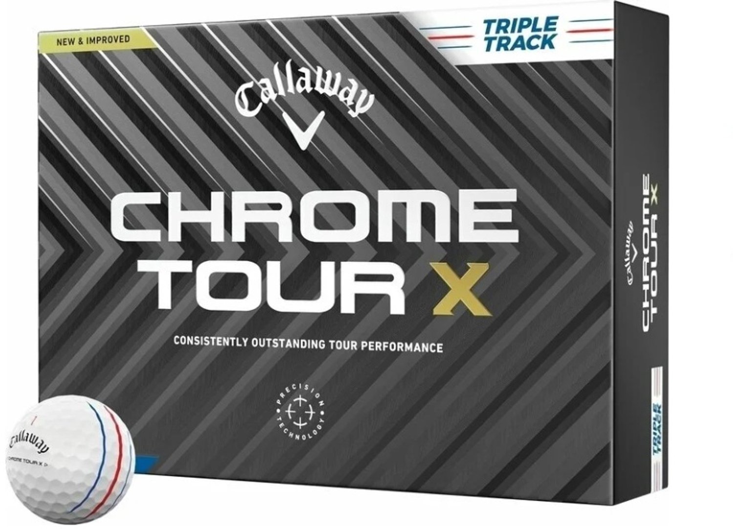 Golfballen Merkloos Chrome Tour X Triple Track - 12 Stuks