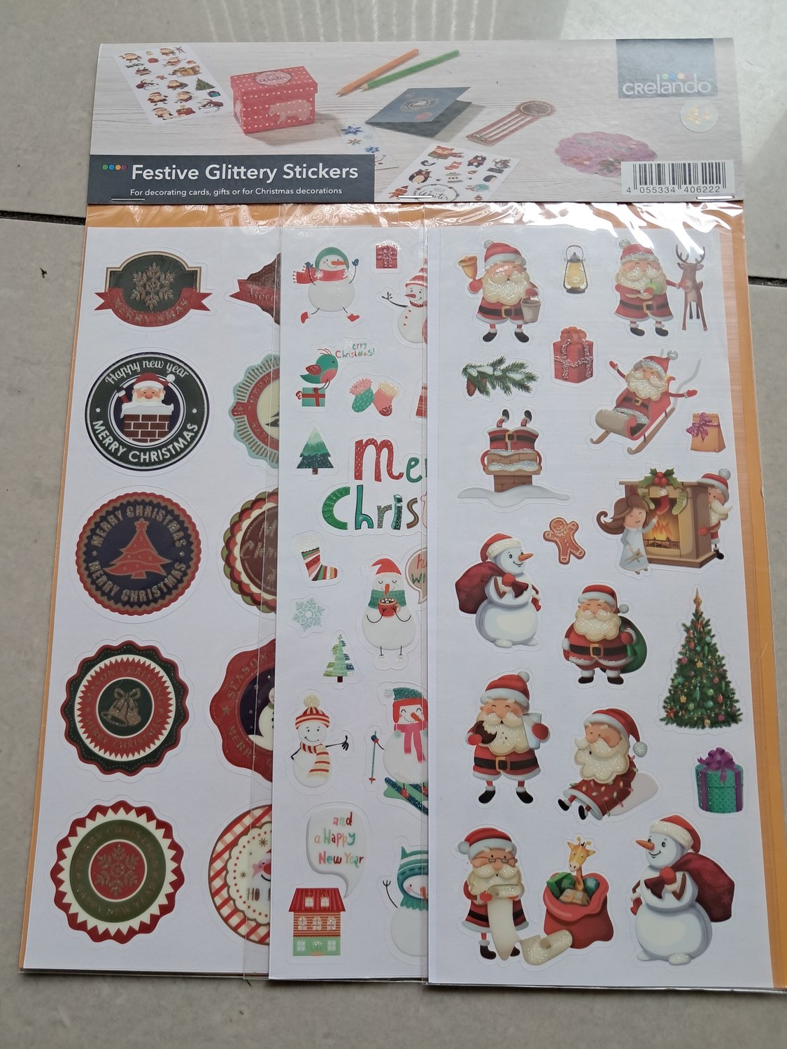 Crelando Kerst Stickers 6 vellen - 112 stickers - Versieren Kerst decoratie