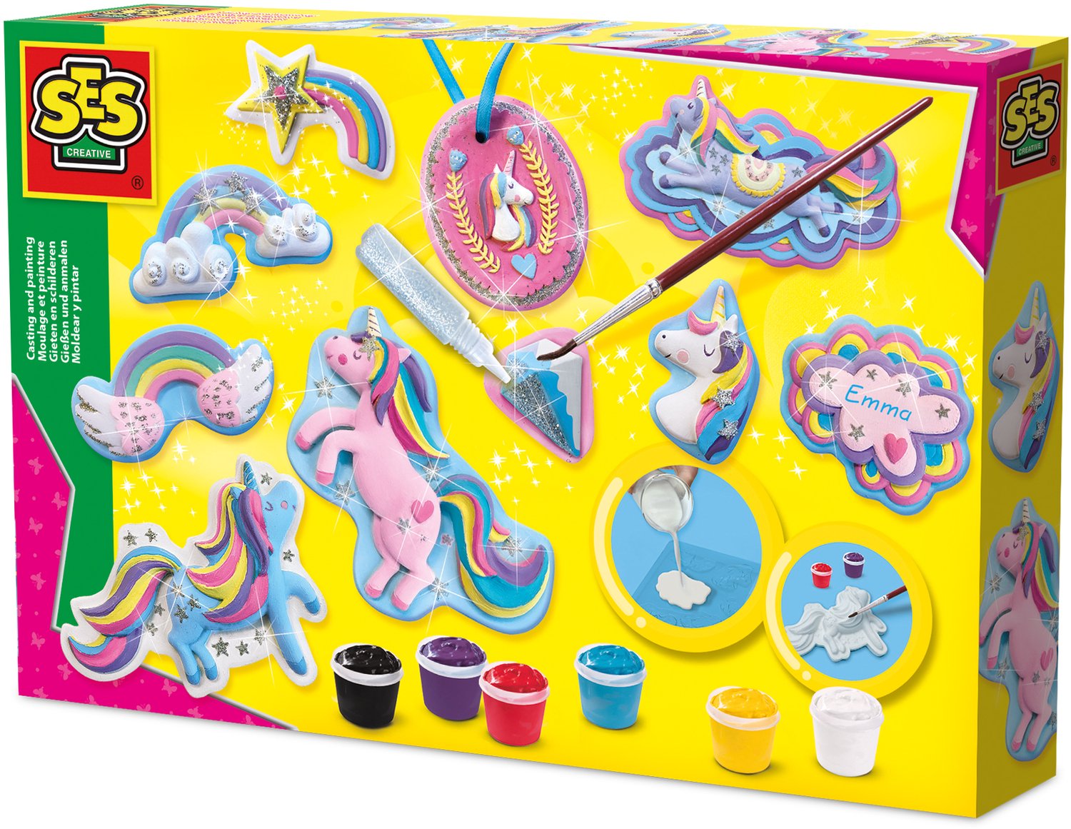 SES Creative Gieten en Schilderen Set - Eenhoorns met Satijnen Lint - Voor Meisjes vanaf 5 Jaar - Knutselen - Schoencadeautjes Sinterklaas