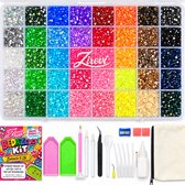 Zirevi® Bedazzle Kit XXL - 36.000st, 40kl, Sterke Strass Lijm (Veilig, gemaakt in EU), Metalen Lijmdoseernaald , Rhinestones Bedazzling Set, Etui voor Bedazzler Tools, Multi Pickup Pen, Wax Blokjes, Pincet & Wax Potlood.