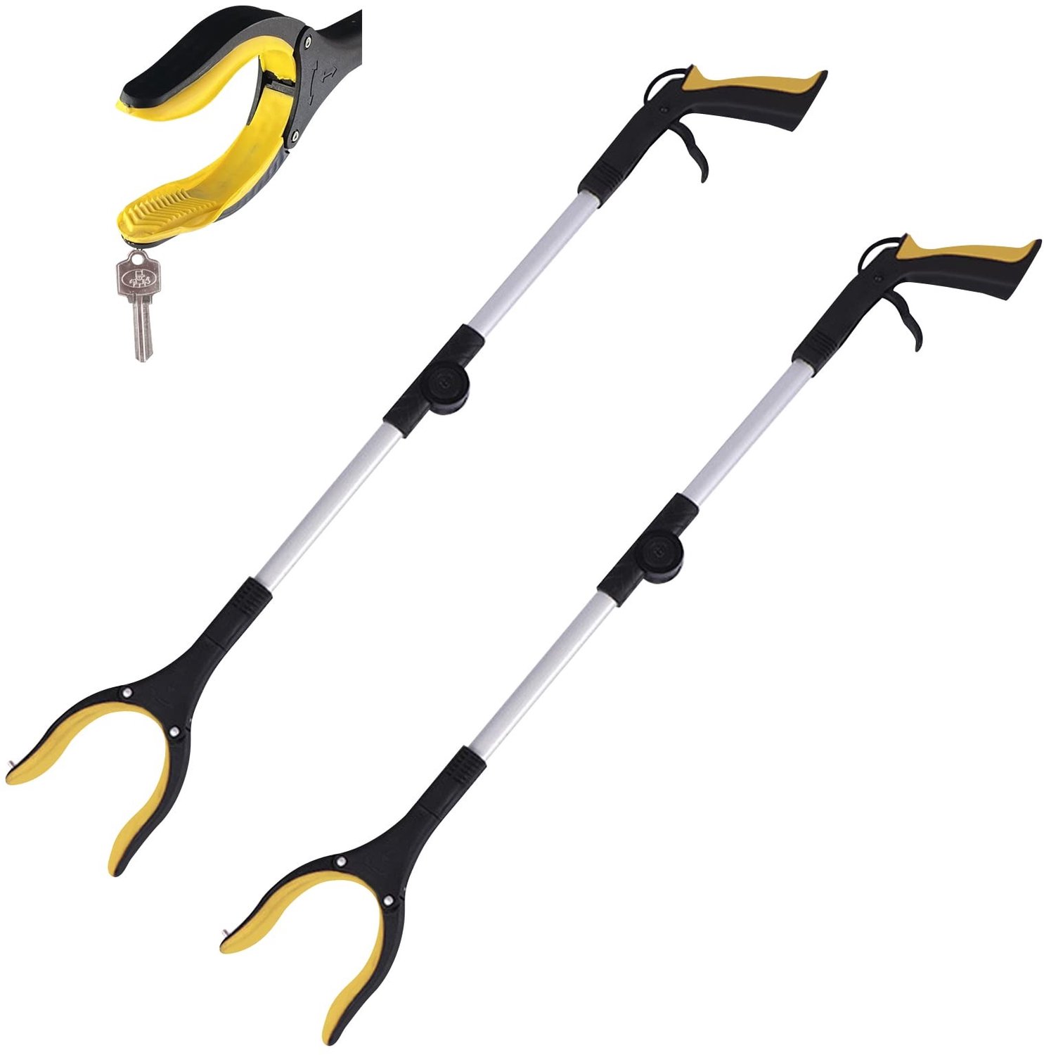Famanu – Set van 2 Aluminium Grijptangen voor Senioren, Vouwbare Grijper met Magnetische Punten, 80 cm