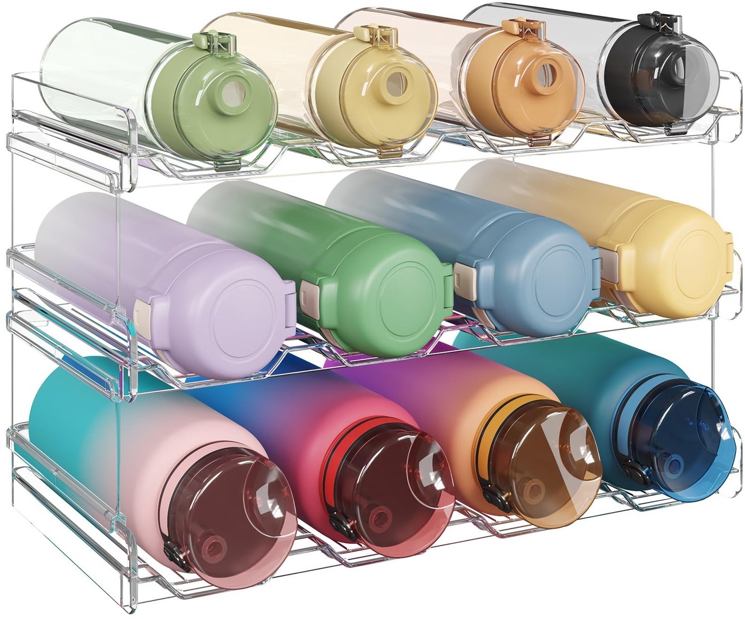 Famanu – Stapelbare Flessenorganizer voor Keuken, 3-laags, 12 Flessen, Modern