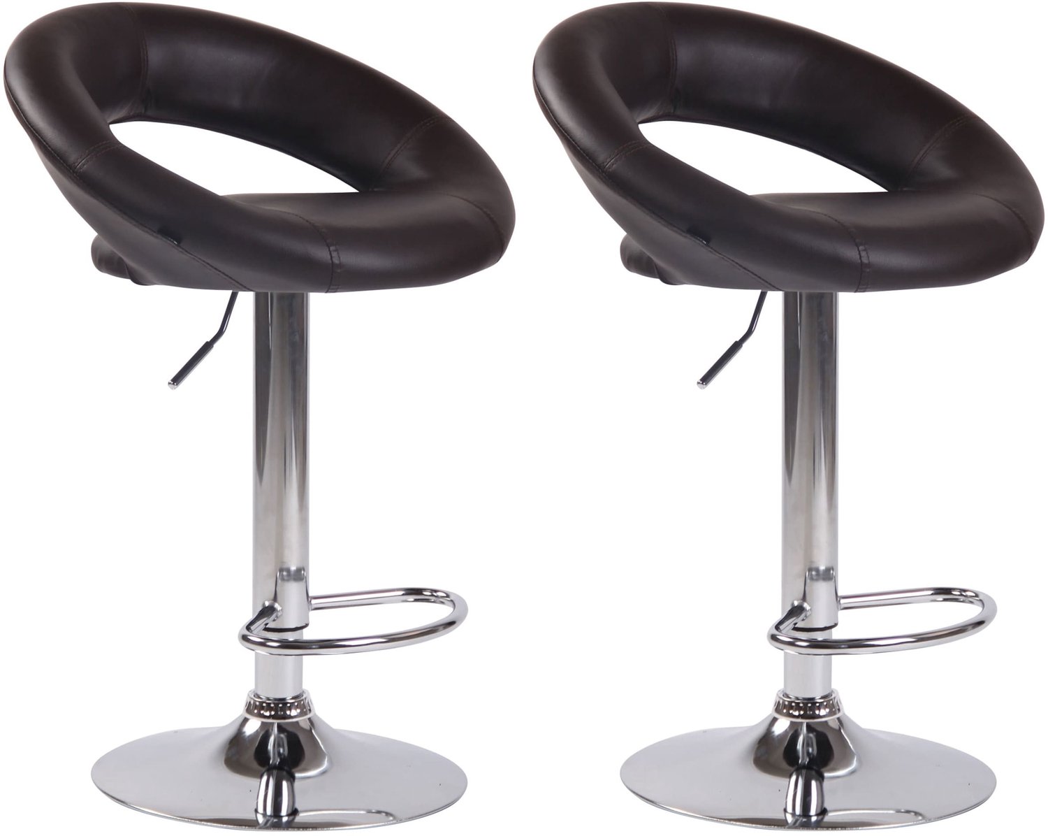 Luxe Comfort Barkruk - Set van 2 - Verstelbaar - Kunstleer - Bruin chroom/bruin