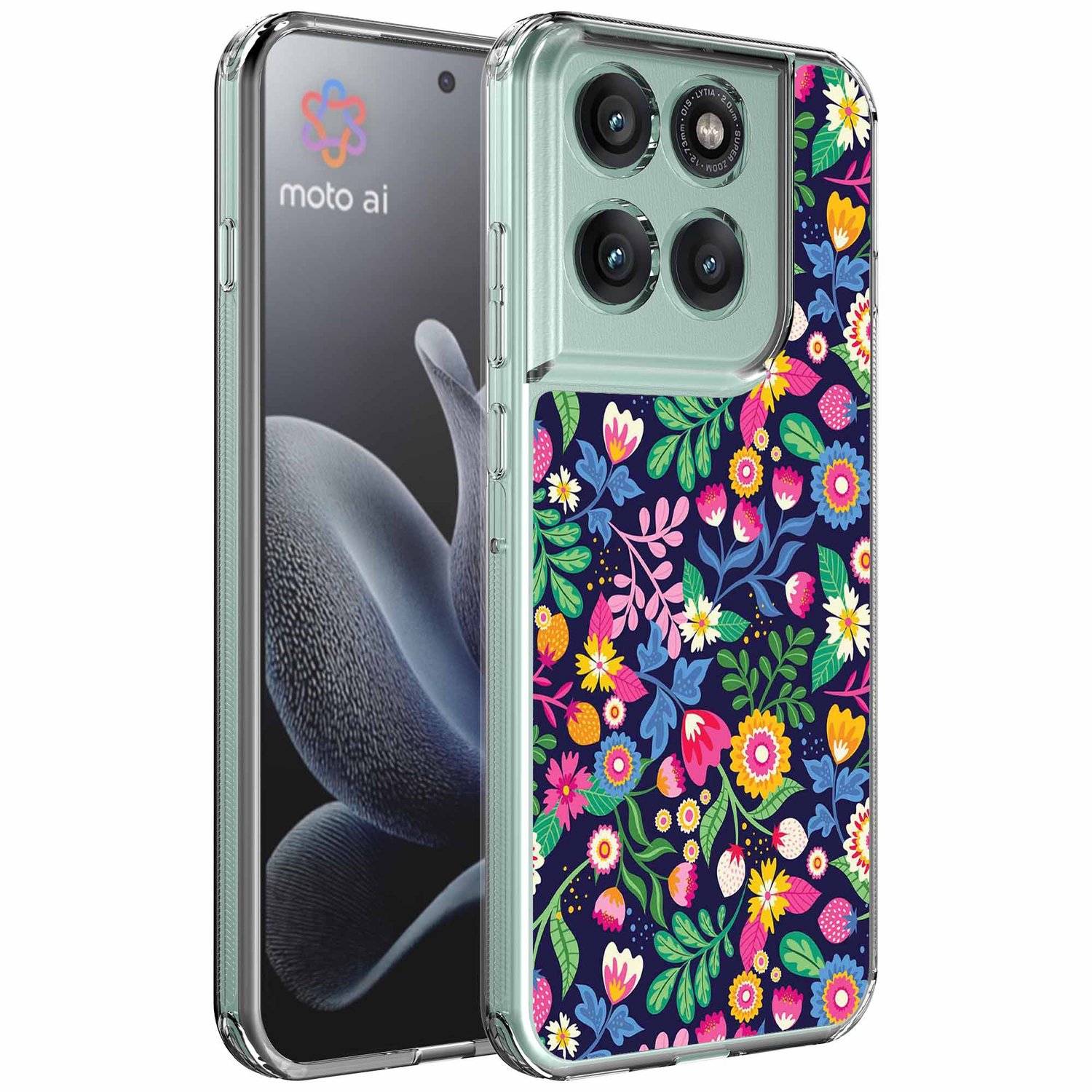 Smartphonica Geschikt voor Motorola Edge 70 Telefoonhoesje met Bloemen opdruk - Draadloos op te laden - Shockproof Siliconen TPU Strong Case - Sterk Schokbestendig Telefoonhoesje geschikt voor Motorola Edge 70