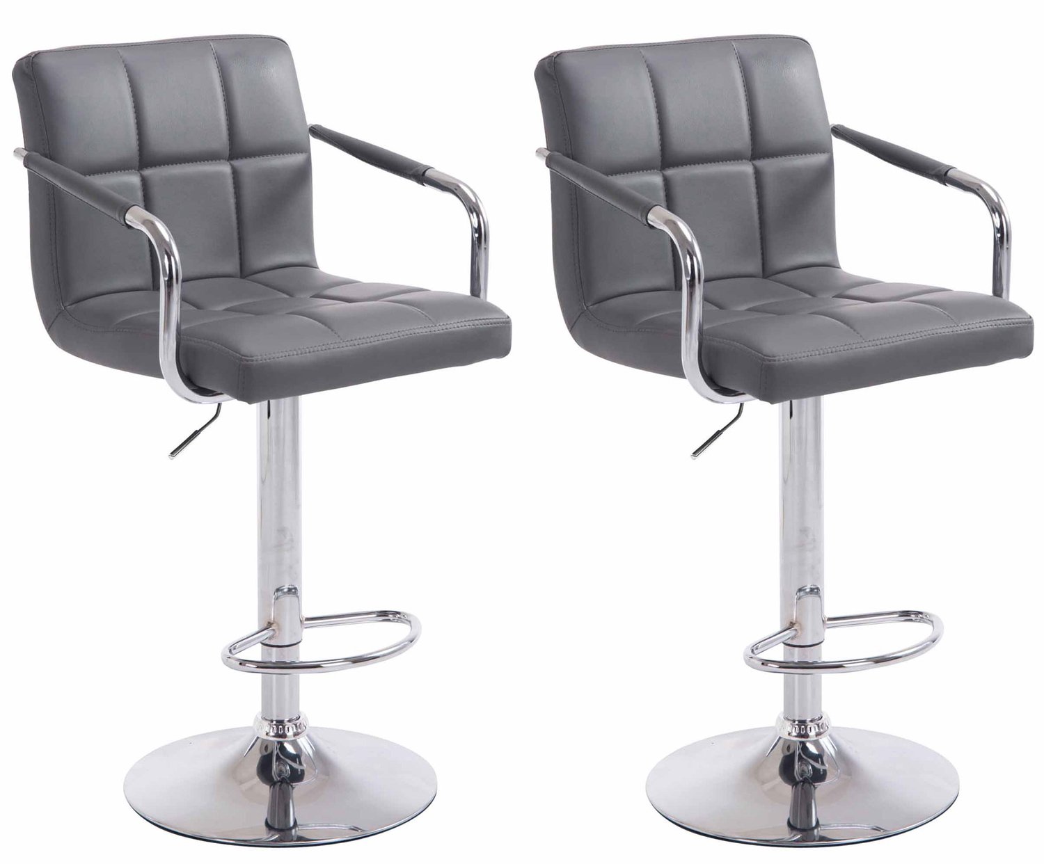 Luxe Comfort Barkruk - Set van 2 - Verstelbaar - Grijs grijs chroom