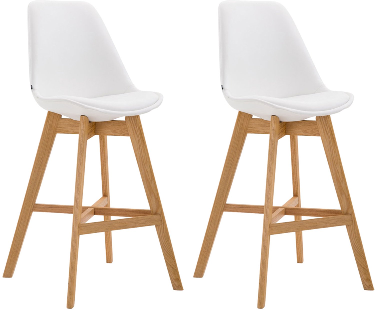 Luxe Comfort Barkruk - Set van 2 - Zithoogte 76 cm - Kunstleer - Wit