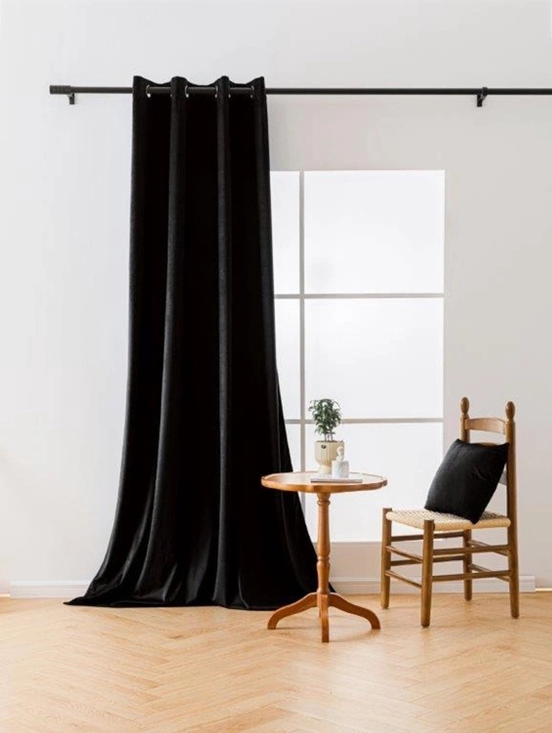 Verduisterende Gordijn 140x250cm - Zwart Velours met Ring Gemaakt
