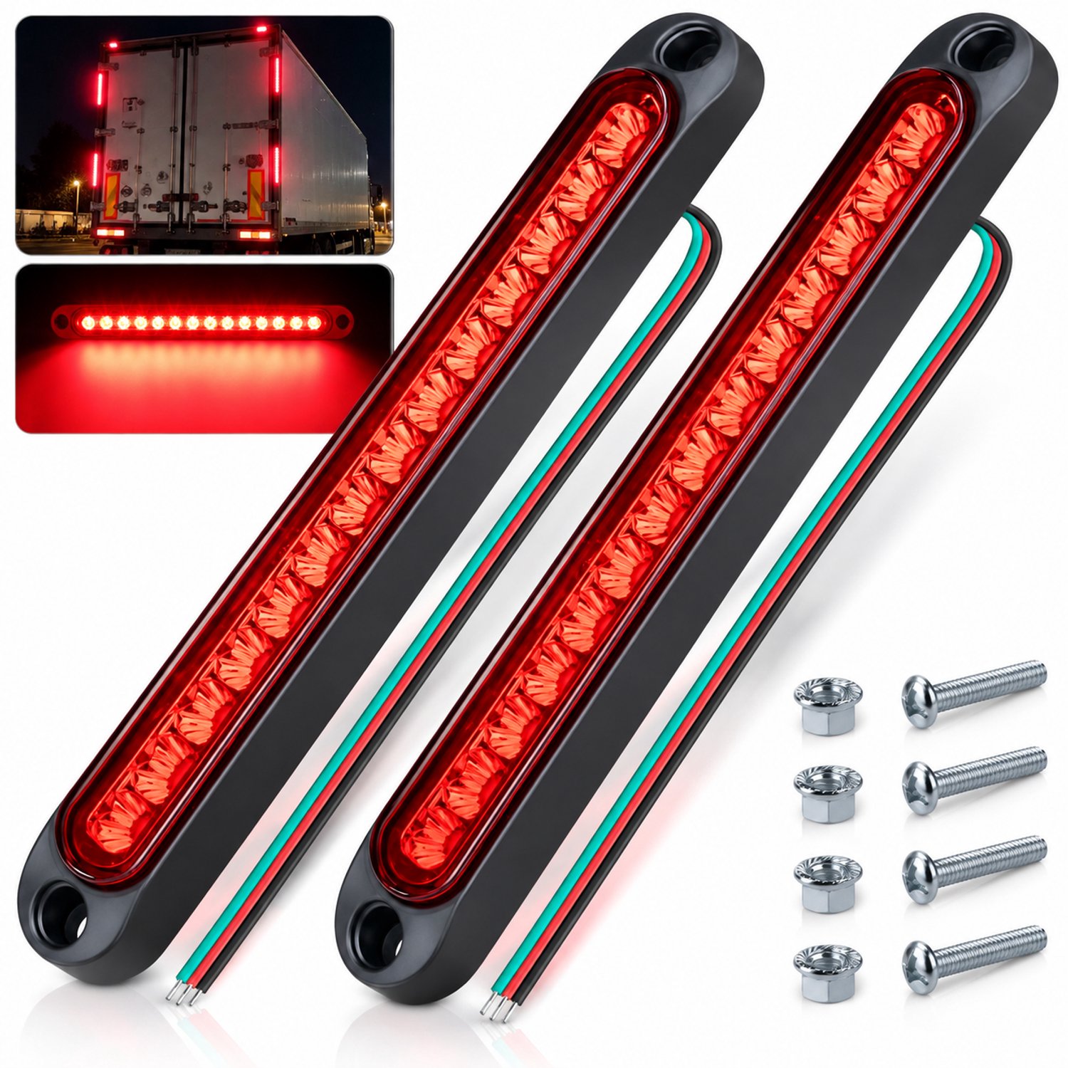 Tolvia Universele LED Achterlichten Aanhanger - 2 Stuks - 15 LED - 12V - Remlicht & Achterlicht - IP67 Waterdicht - Rood - Geschikt voor Trailer & Aanhangwagen