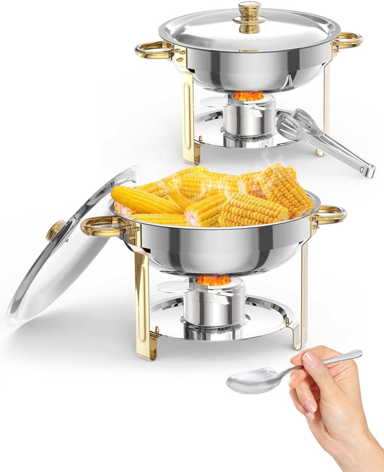 Buffetwarmer 2 Pack - 5 Liter Inhoud - Roestvrij Staal - Catering Food Warmer - Professionele Chafing Dish Set