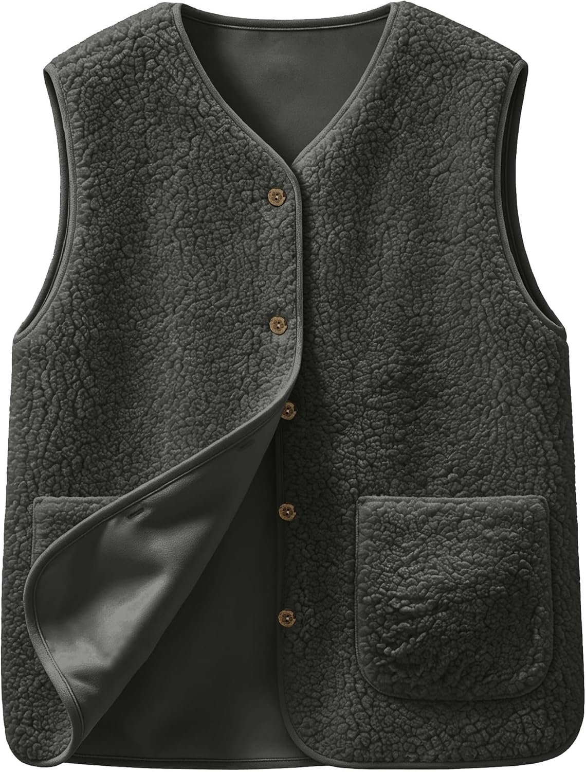 Dames fleece vest winter warm mouwloos sherpa teddy pluche vest effen V-hals dik bontvest casual jas met zakken pluizige outwear