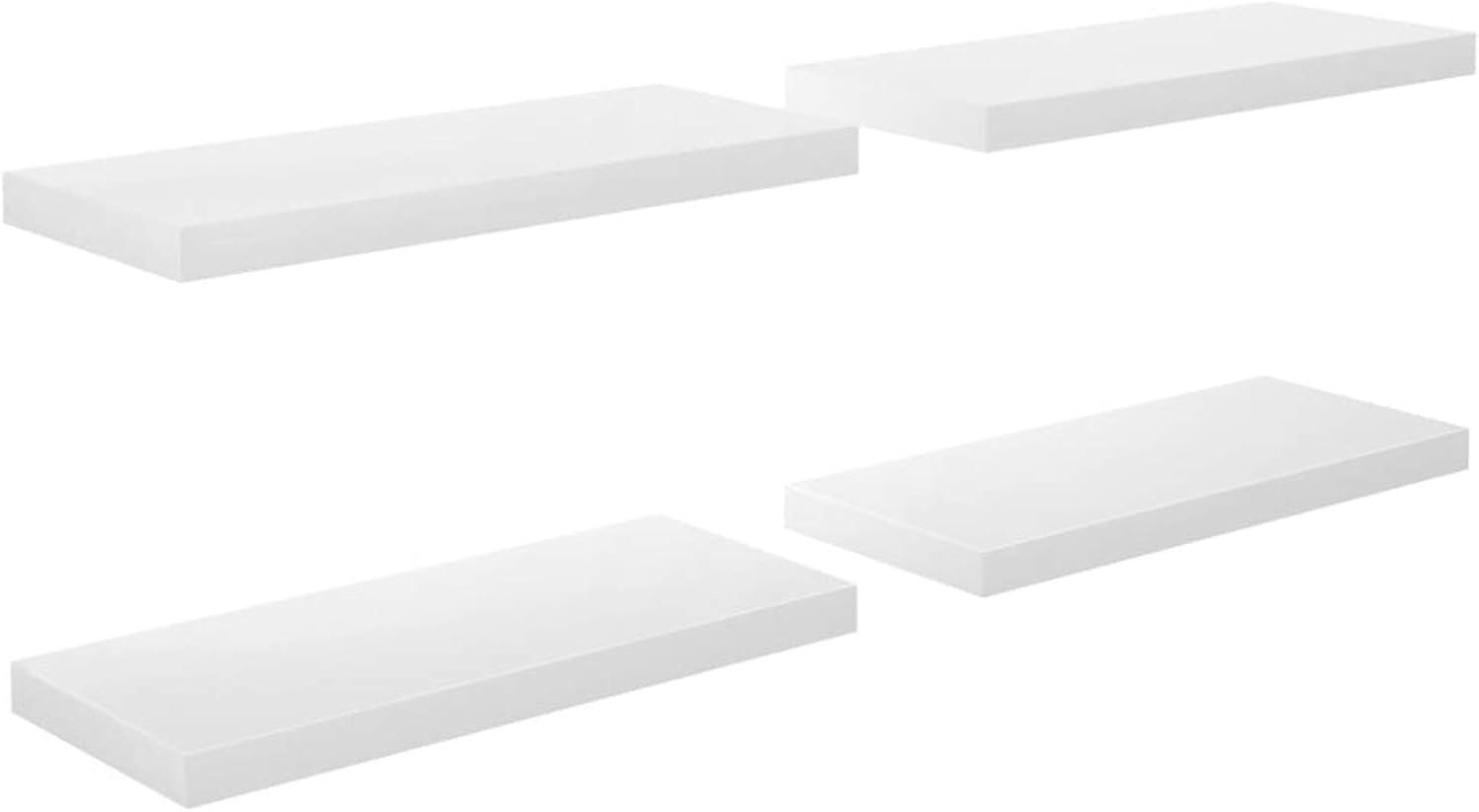 Drijvend wandrek 4 STK. Wandboard boekenrek hangplank DVD CD rek voor decoratie, woonkamer, slaapkamer en kantoor hoogglans wit 60x23,5x3,8cm MDF