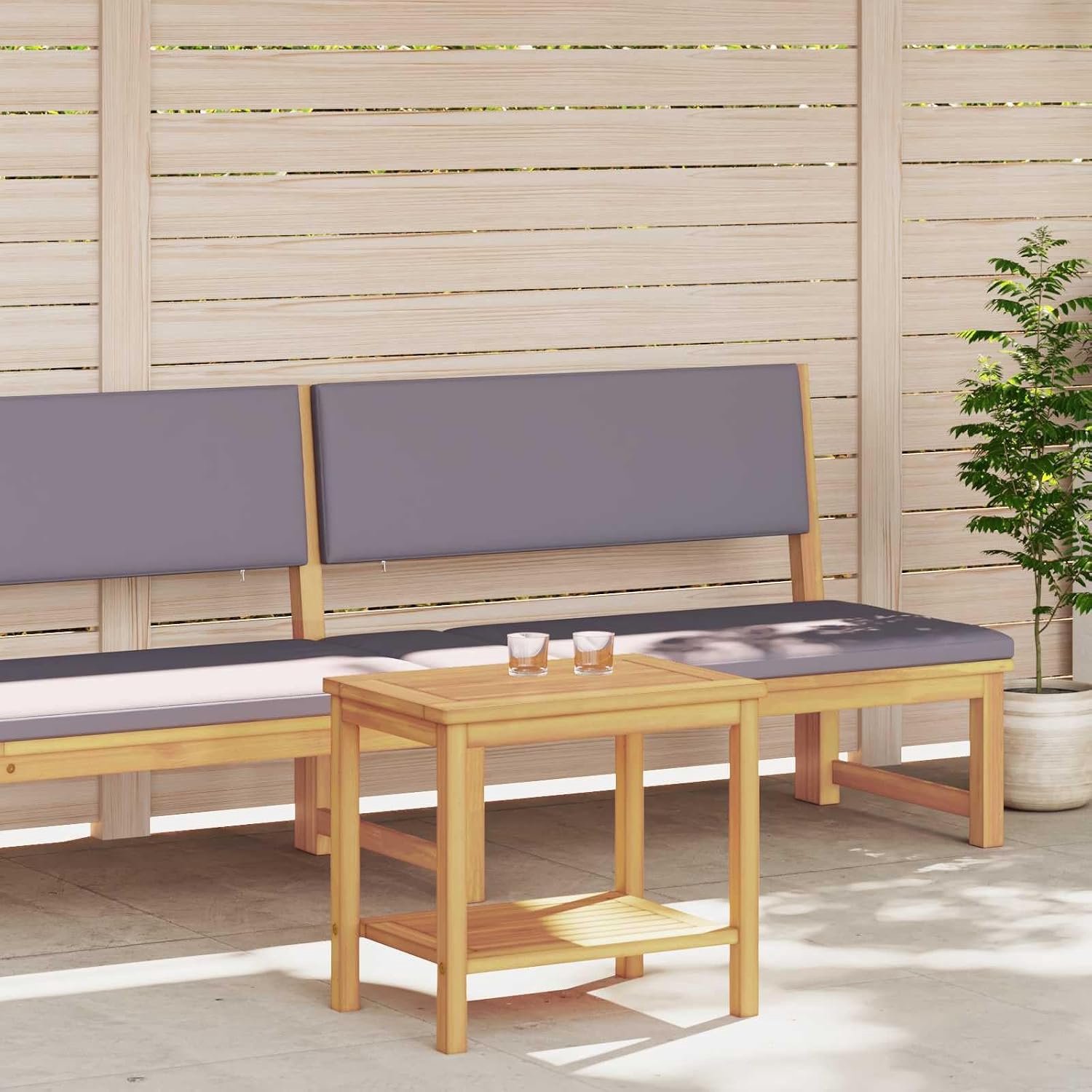 Houten salontafel acacia 50x35x45 cm met onderste plank voor de woonkamer en olieafwerking