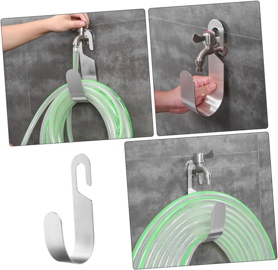 Minimalistische Waterorganizer Slanghouder Voor in De Tuin Stevig Roestvrij Staal Eenvoudig Te Gebruiken — afbeelding 2